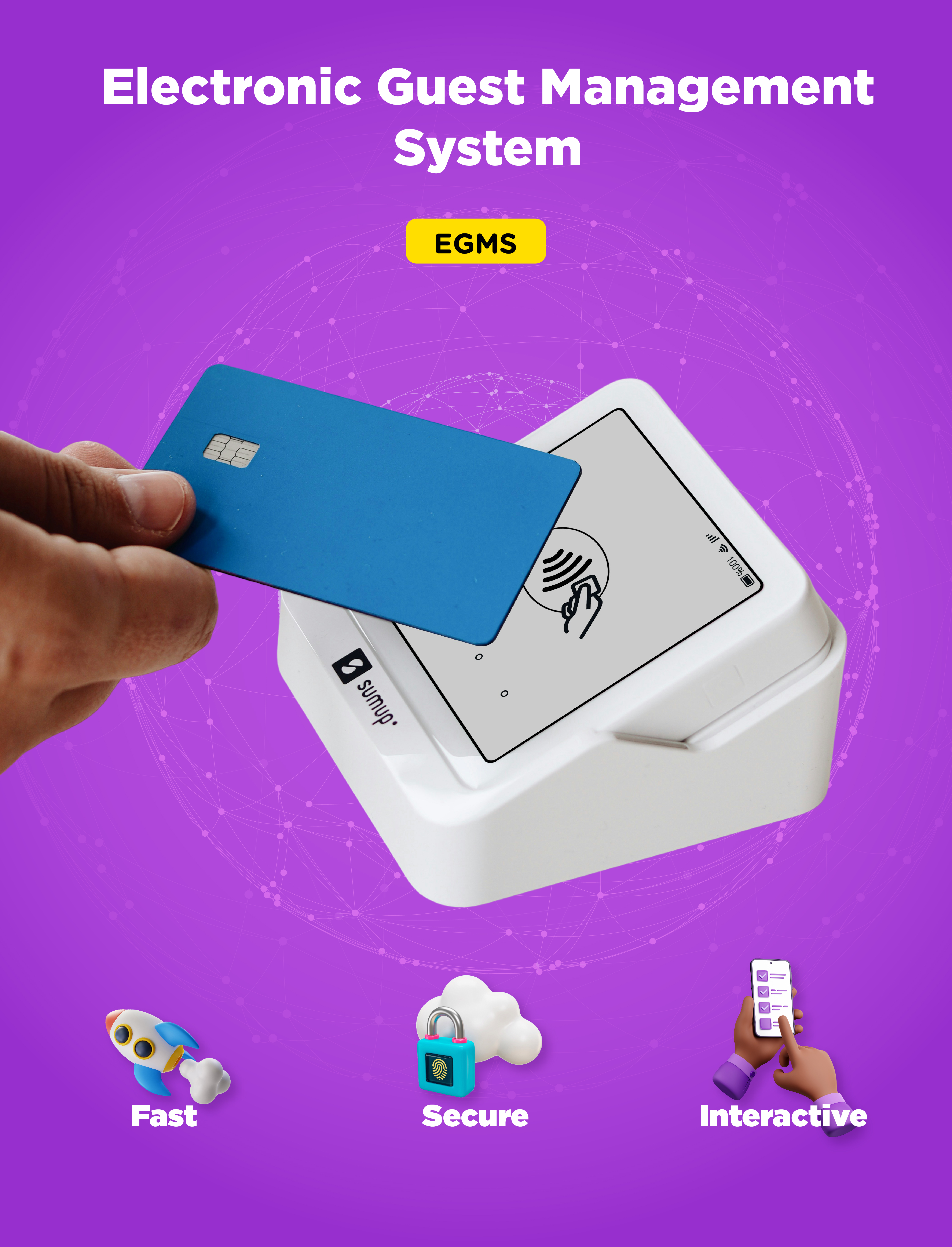 Electronic Guest Management System - tap a card to check guests in, fast, secure, interactive